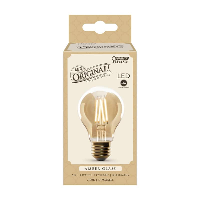 FEIT ELECTRIC - A19 E26 (Medium) LED Bulb Amber Soft White 60 Watt Equivalence 1 pk price history on PriceWatchPro