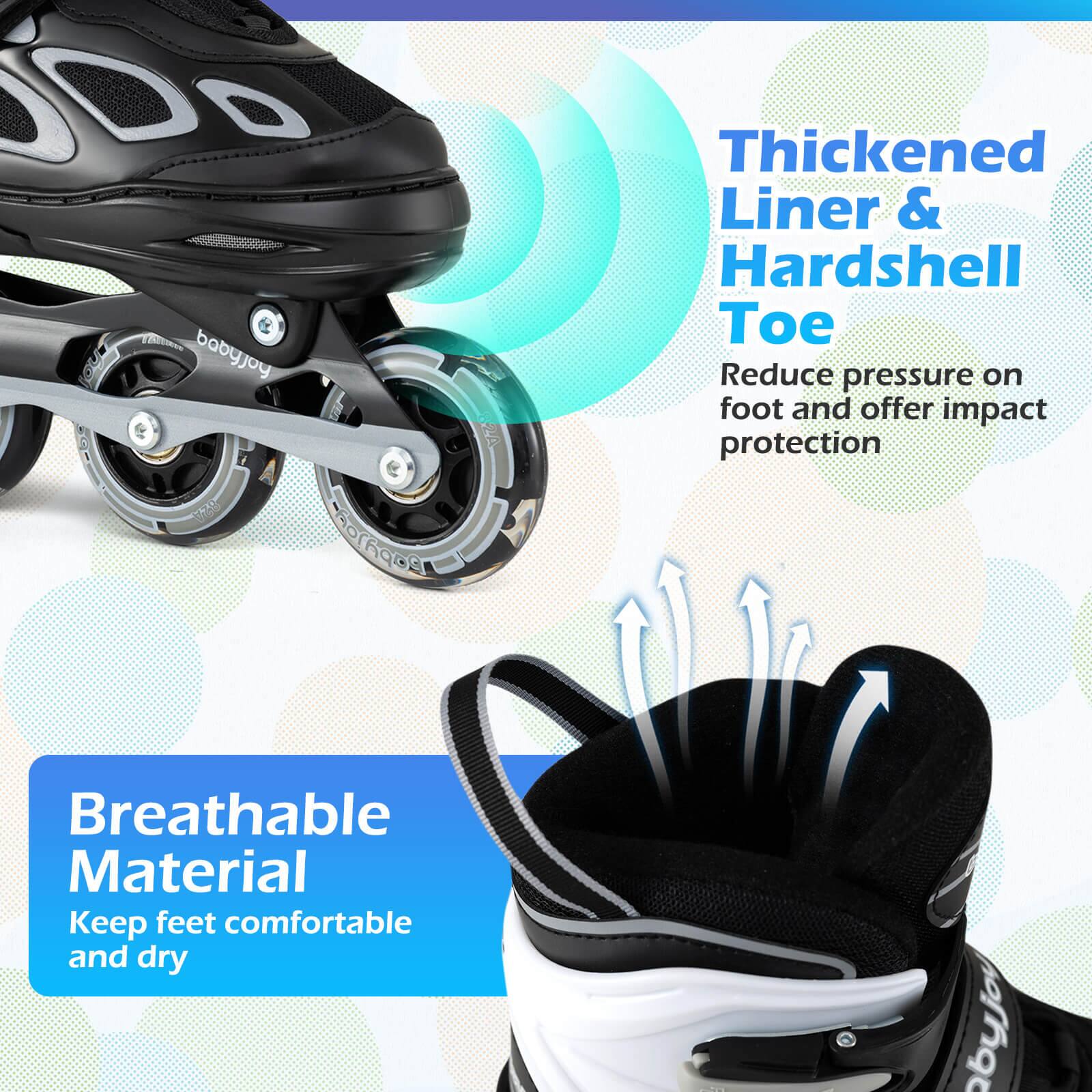 Do ddees hol babyjoy Thickened Liner & Hardshell Toe Reduce pressure on foot and offer impact protection Breathable Material Keep feet comfortable and dry byjo
