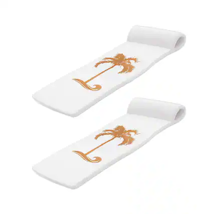 Front. TRC Recreation - Recreation Sunsation 70" Foam Lounger Pool Float, Bronze Palm White (2 Pack) - White.