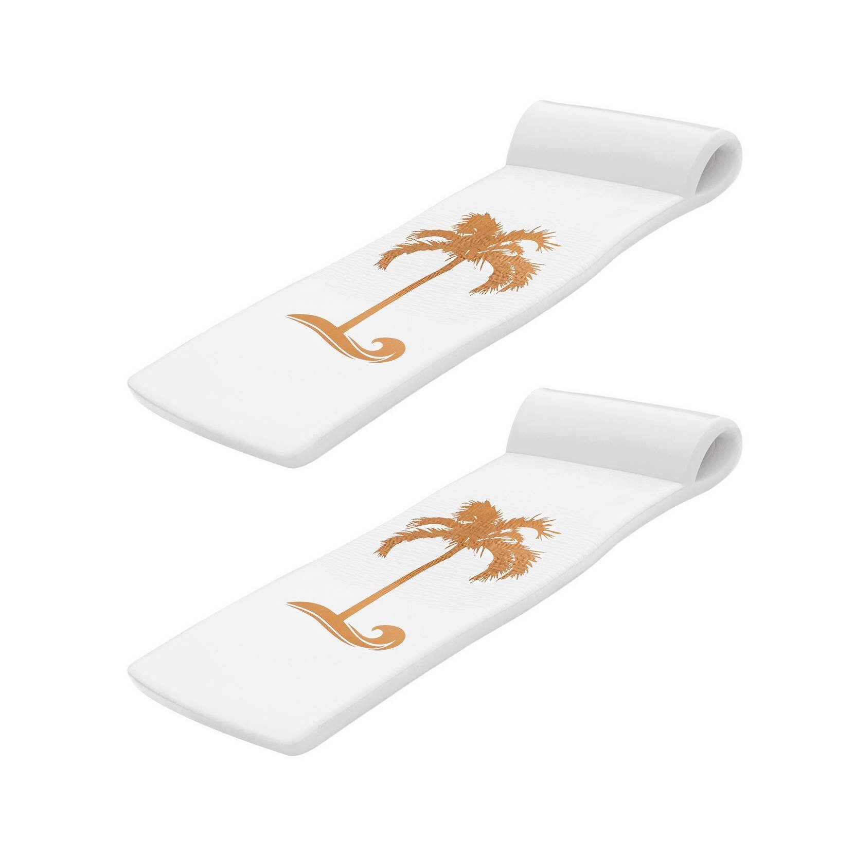Front. TRC Recreation - Recreation Sunsation 70" Foam Lounger Pool Float, Bronze Palm White (2 Pack) - White.
