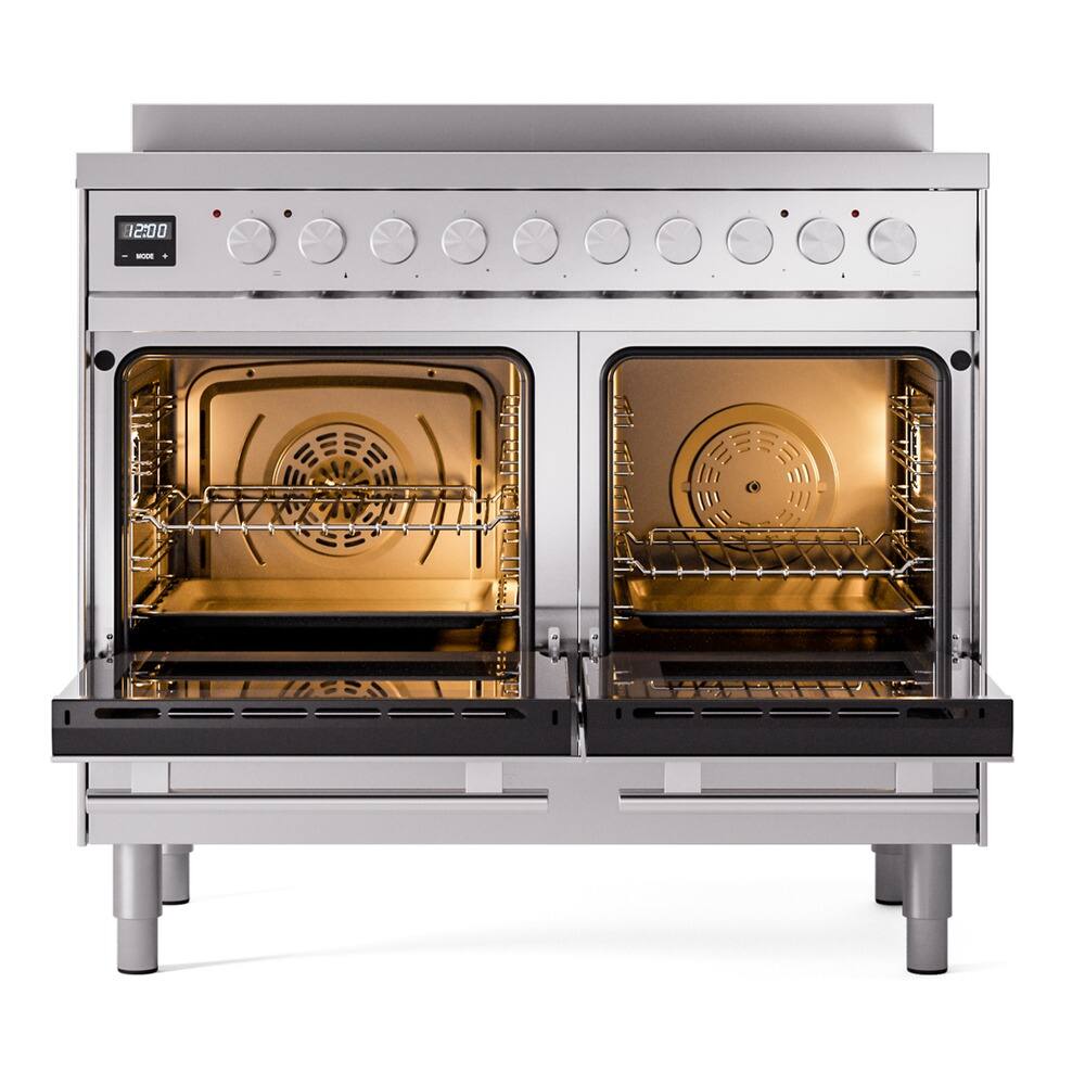 Alt View 2. ILVE - ILVE Professional Plus II 40 inch Induction Range  (Triple Glass Door, Stainless Steel) - Stainless Steel.