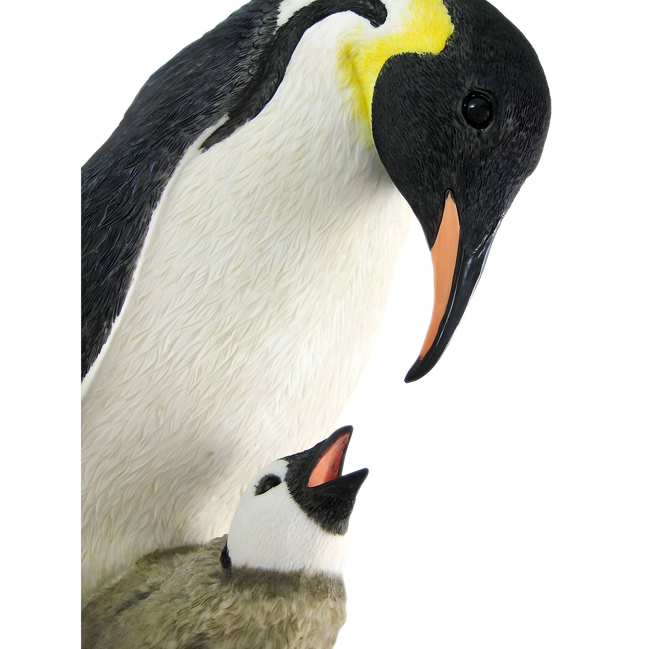 Alt View 3. Veronese Design - Mother And Child Penguin Statue Baby Chick - White.