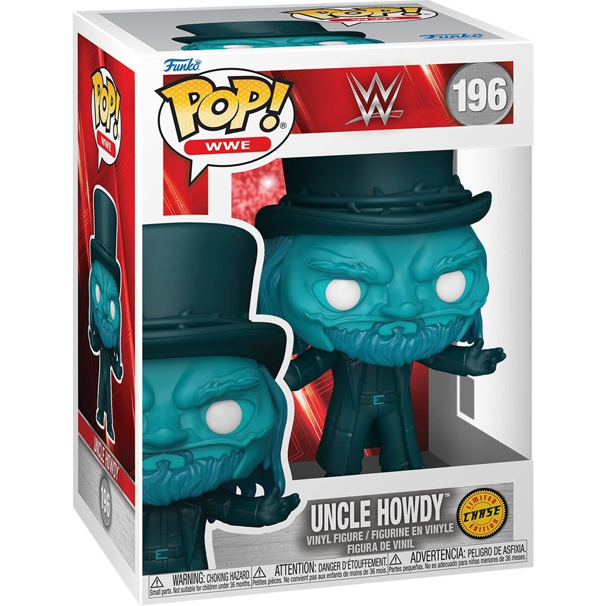 POP!
Funko Funko COM POP! W 196 WWE
HOWDY LIMITED UNCLE CHASE FIGURINE EN VINYLE EDITION VINYL FIGURE VINIL FIGURA DE DEASFIXIA, ADVERTENCIA: PELIGRO de 36 meses, D'TOUFFEMENT, adecuado para nios menores DANGER pequeas. No 65 CHOKING HAZARD, ATTENTION: pas aux enfants de moins de 36 mois, Partes, WARNING: Petites piaces. Ne convient children under 36 months, Not sulade for Small parts.