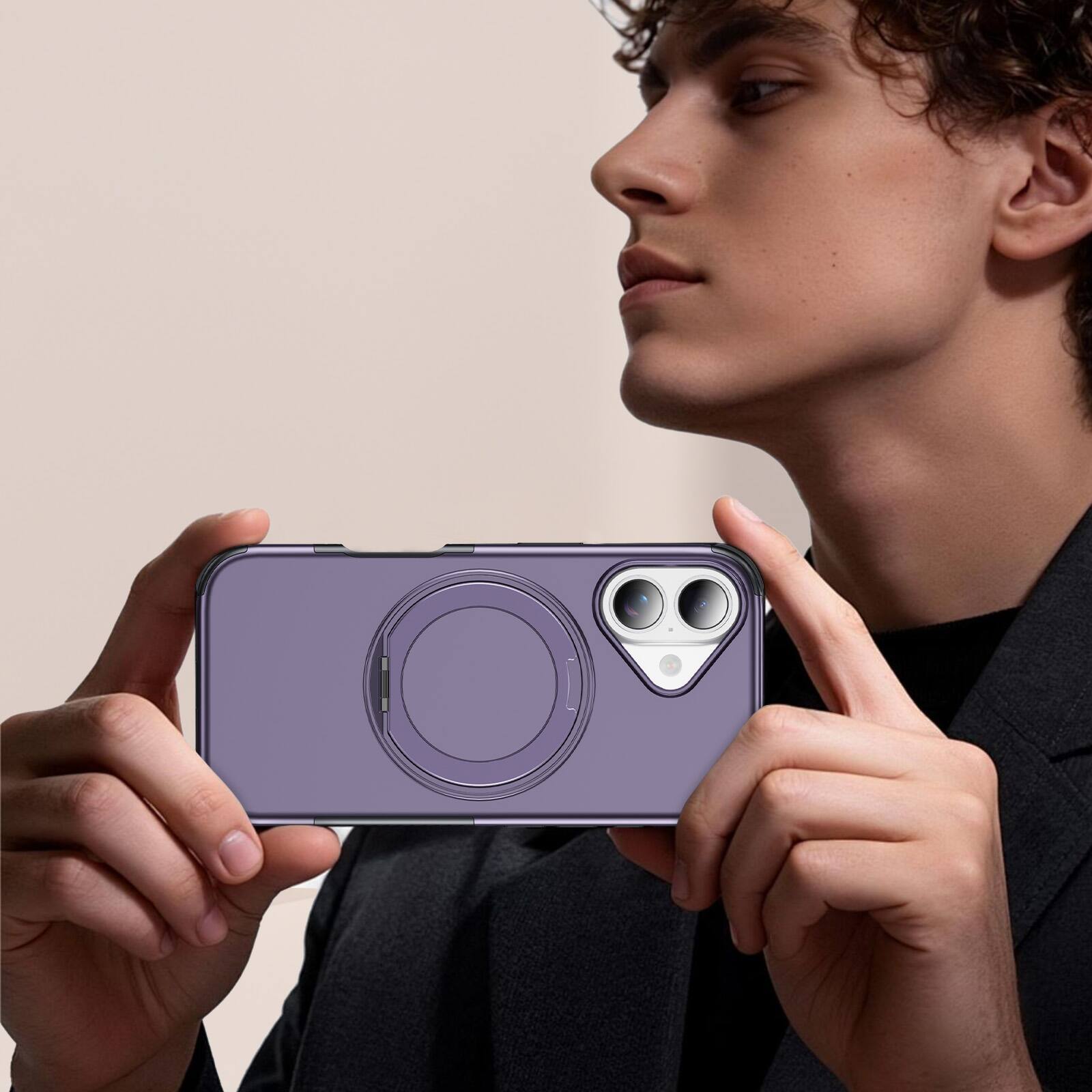Alt View 4. UUCOVER - Magnetic Case for iPhone 17,Shockproof TPU+PC Case Rind Holder Stand Case Compatible with MagSafe Cover - Lightpurple.