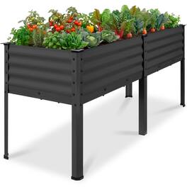 Best Choice Products - 72x24x30in Non Toxic Elevated Galvanized Metal Garden Bed Corner Protectors - Charcoal