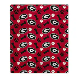 Pegasus - Georgia Bulldogs 40" x 50" Lightweight Bones Flannel Fleece Pet Blanket - Red