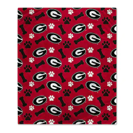 Front. Pegasus - Georgia Bulldogs 40" x 50" Lightweight Bones Flannel Fleece Pet Blanket - Red.