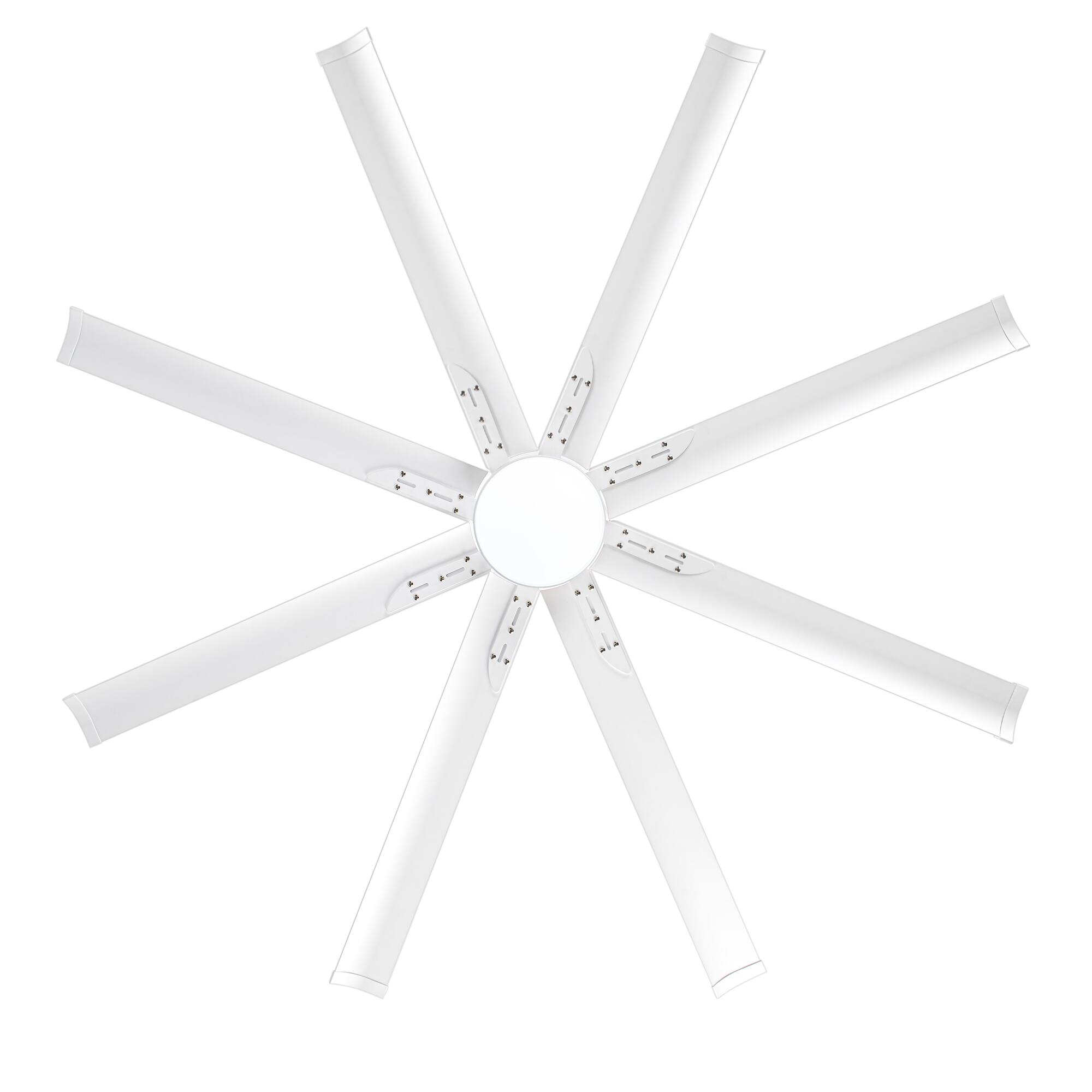 Alt View 9. Breezary - 72-In Large Ceiling Fan with 8 Aluminum Blades, DC Motor, 6-Speed Remote with Timer, 2 Downrods, Light/No Light Option - Matte White (With Light).