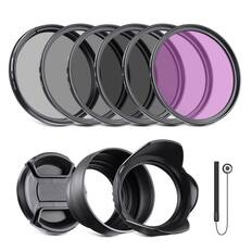 Front. Neewer - 67mm 7-in-1 Filter Kit: ND2/4/8/UV/FLD/CPL, w/ Lens Cap & Tulip Hood - Black.