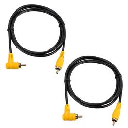 Unique Bargains - 2pcs RCA Right Angle Cable, 1 RCA Male Bend to 1 RCA Male, for Subwoofer Amplifier Home Theater - Black