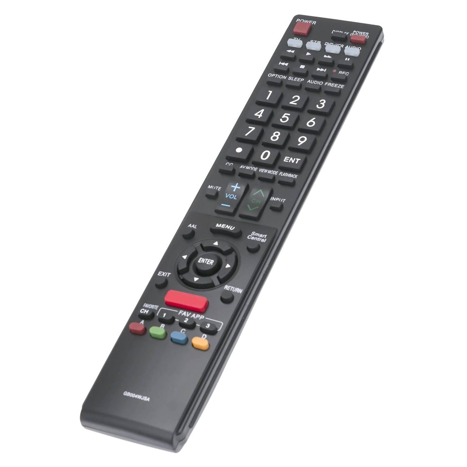 POWER Jun 1 CRSS BE ON D/AUDIO - Y a. n - N AFC OPTION SLEEP AUDIO FREEZE 1 2 3 4 5 6 7 8 9 0 ENT F vMONE MEW MODE FLASHBACK MUTE + VOL INPUT CH - AAL MENU Central Smart Y ENTER EXIT RETURN FAVORITE CH FAV 1 APP A 2 R 3 G D GBOOMUSA