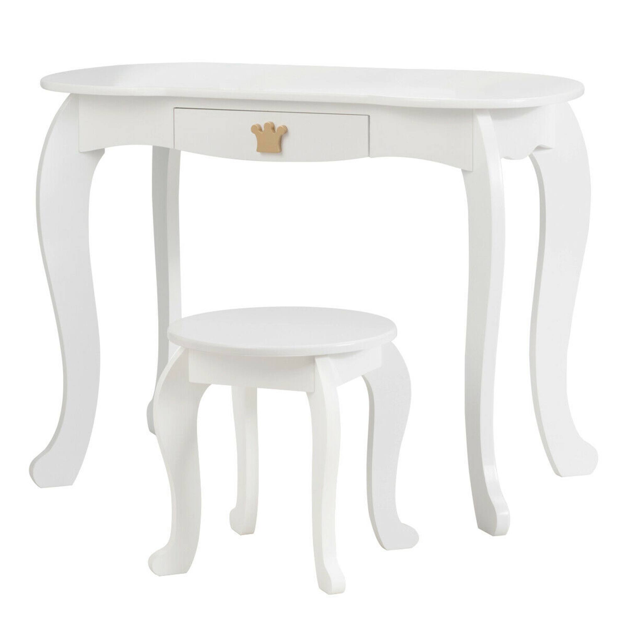 Alt View 9. Gymax - Gymax Kids Makeup Dressing Table Chair Set Princess Vanity & Tri-folding Mirror White - White.