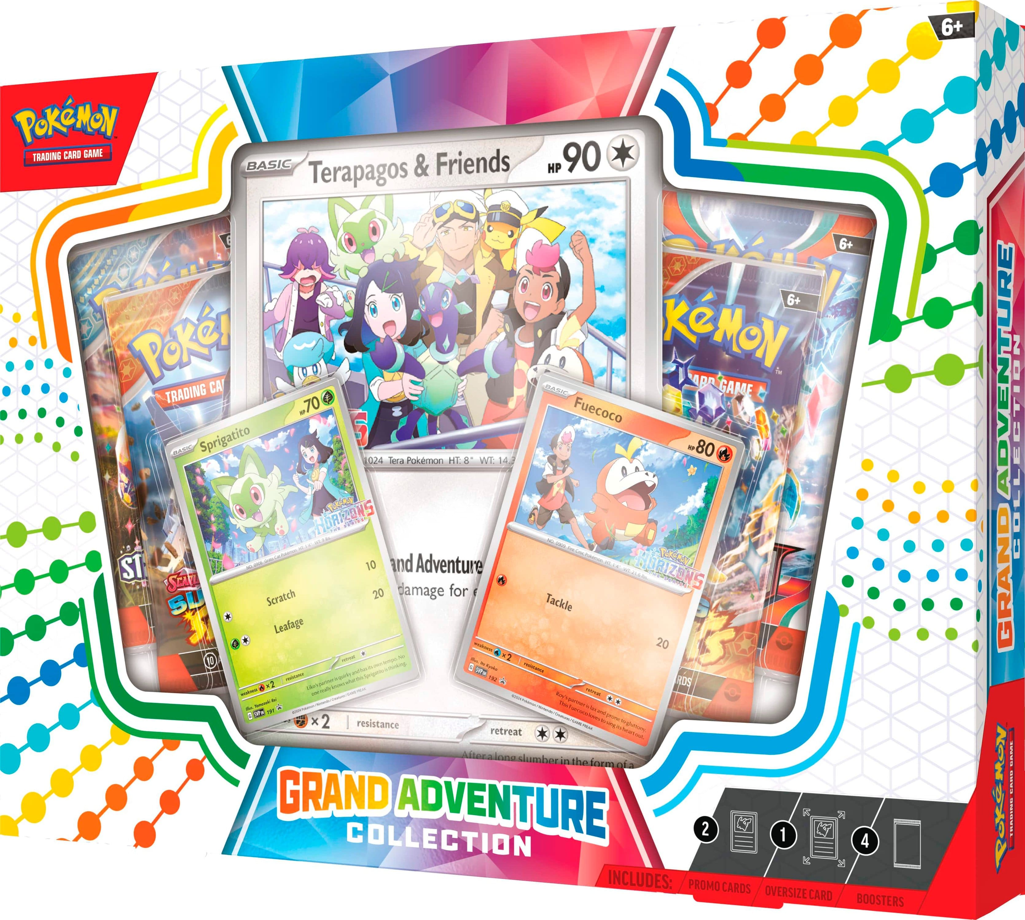 Pokemon Trading Card Game 90 Basic Terapagos & Friends HP 6+ 6+ Pokemon. Includes: 6+ Promo Cards, Over Size Boosters, Adventure Collection, Grand Adventure Collection.