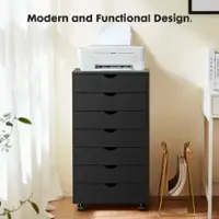 Bestier - Storage Cabinet 7 Drawers 15.75 inch. Dressers with Wheels Mobile Organizer Drawers for Office, Bedroom, Home - Black - Front_Zoom
