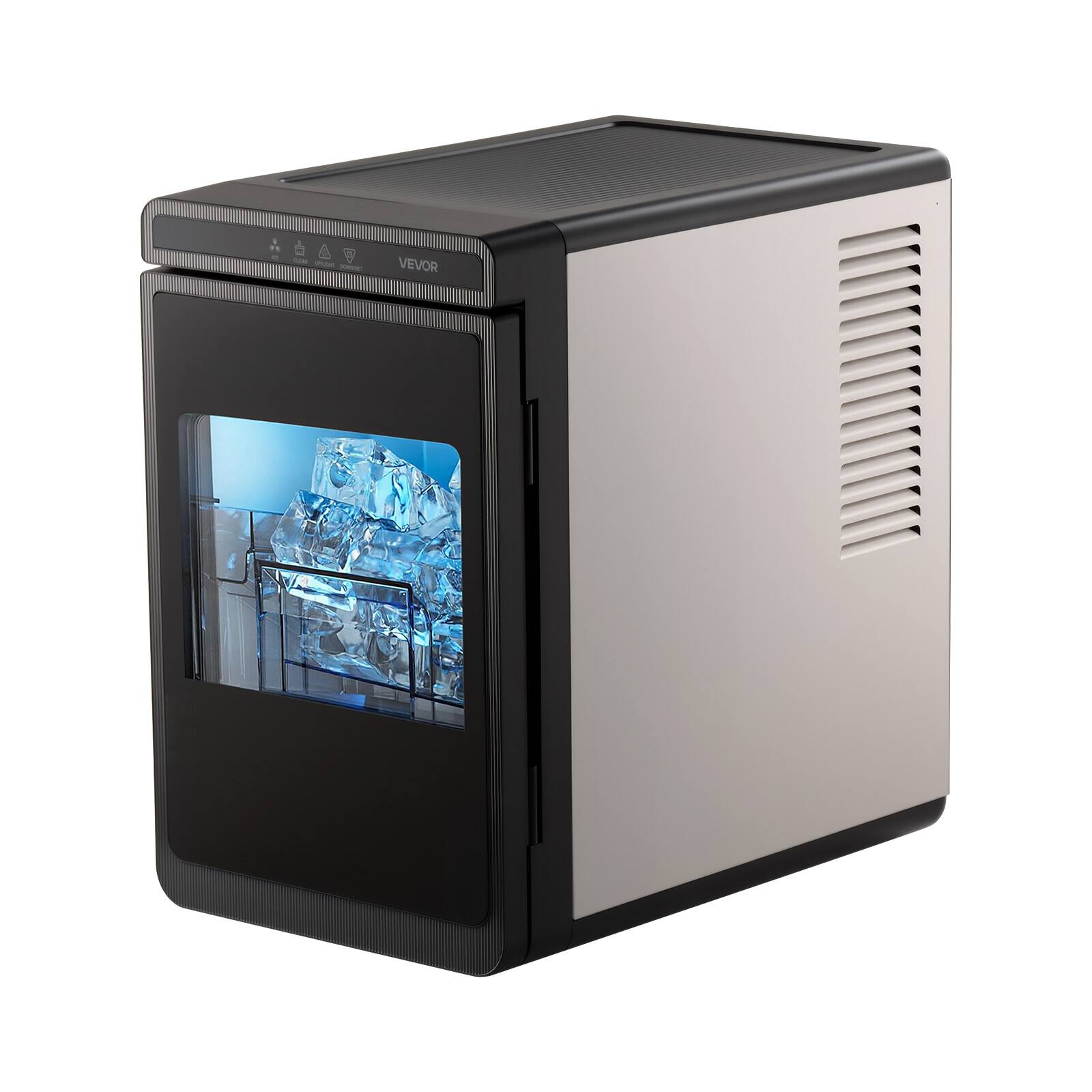 Alt View 5. VEVOR - Countertop Ice Maker, 22 lbs per Day, Self-Cleaning Portable Machine with Tong, Drawer-Style Ice Access - Stainless steel color + black.