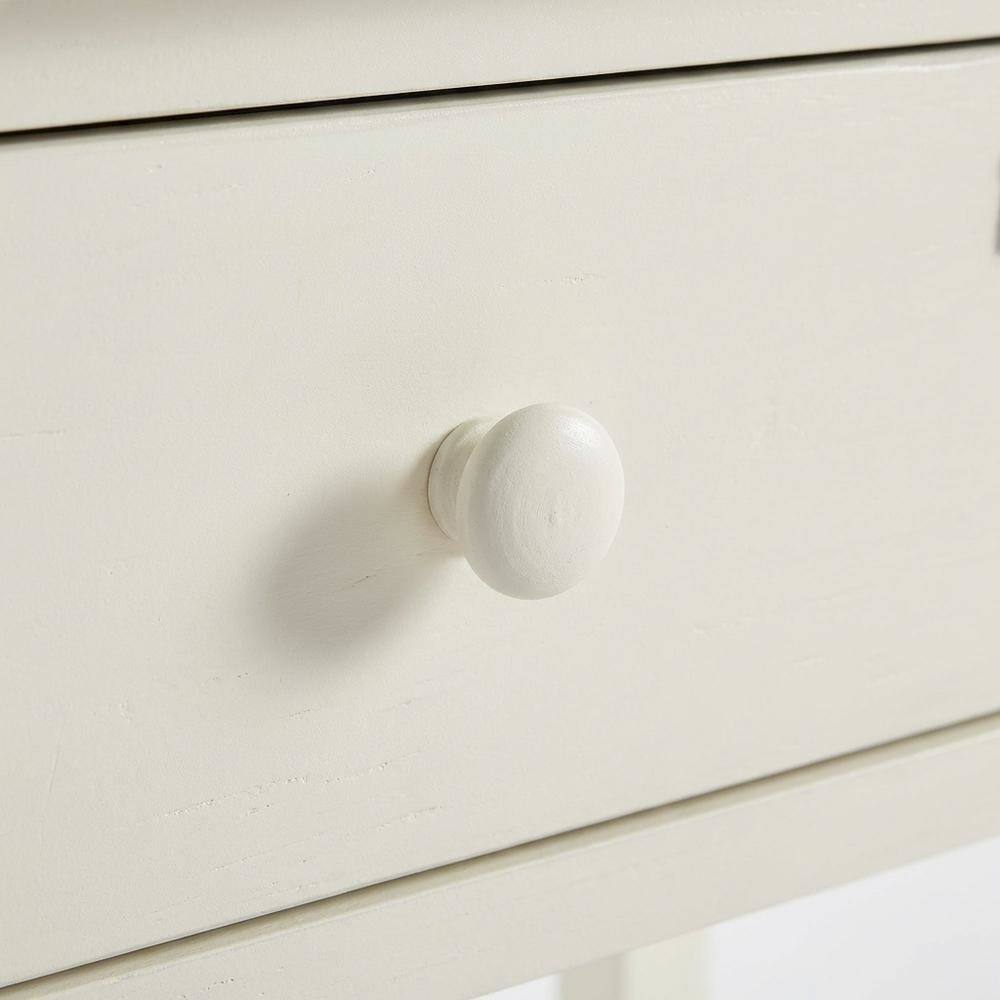 Back. FurniFact - Antique White Nightstand with 1 Drawer and Casual Distressed Finish - White.