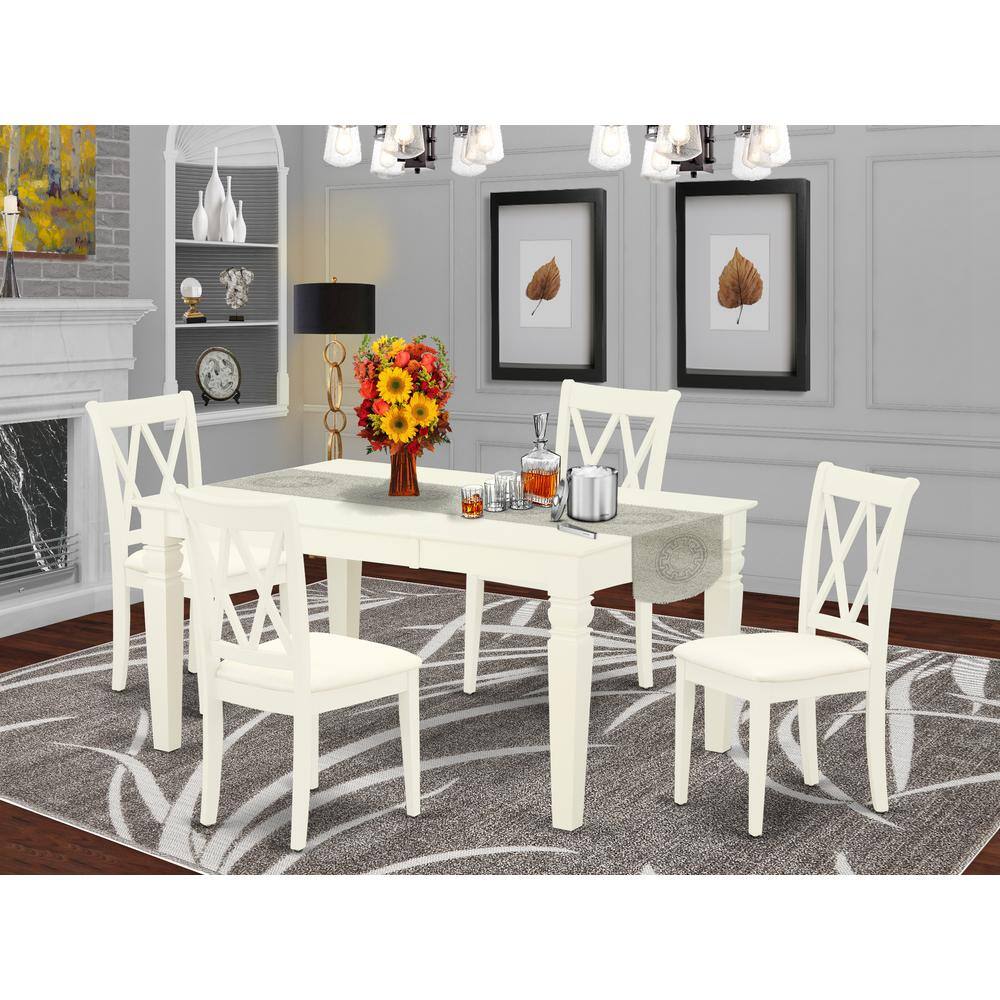 Left. East West Furniture - Dining Room Set Linen White - Brown.