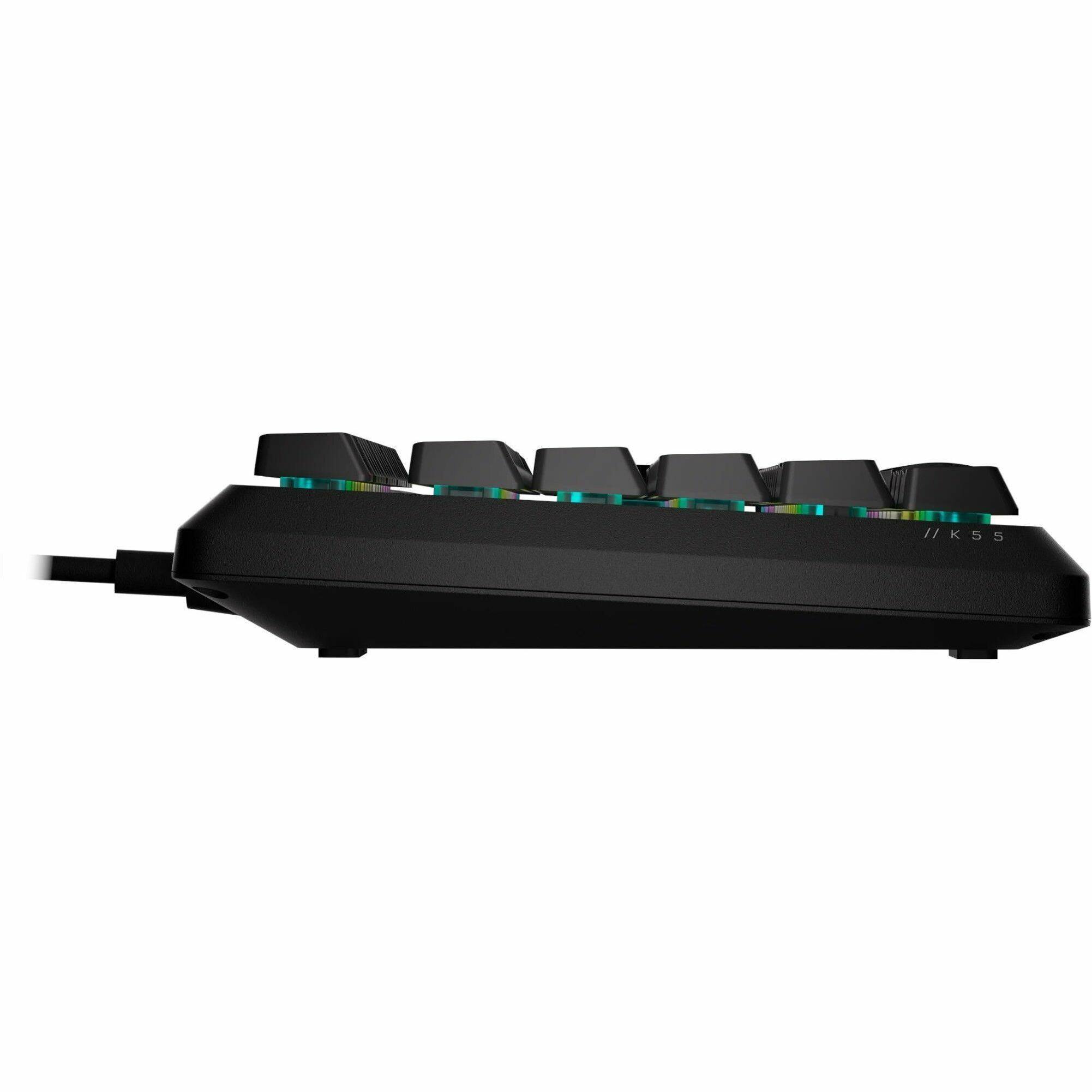 Alt View 5. CORSAIR - Corsair K55 CORE RGB Gaming Keyboard - Black - Cable Connectivity - Full-size - USB 2.0 Type A Interface - RGB LED - 110 - Black.