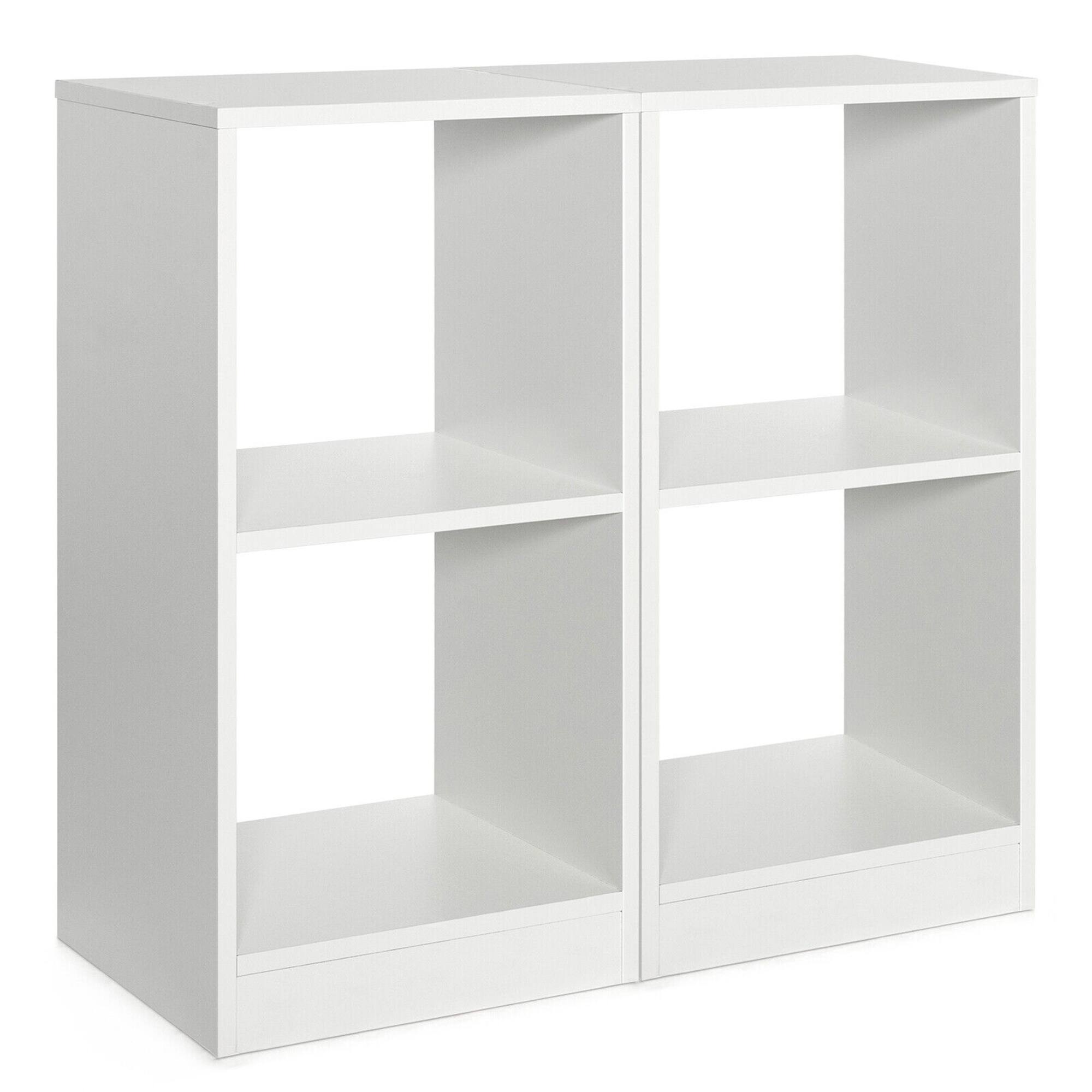 Alt View 9. Gymax - Gymax 2 PCS Bookshelf 2-Tier Open Wood Display Organizer Set Vinyl Record Cube Storage - White.