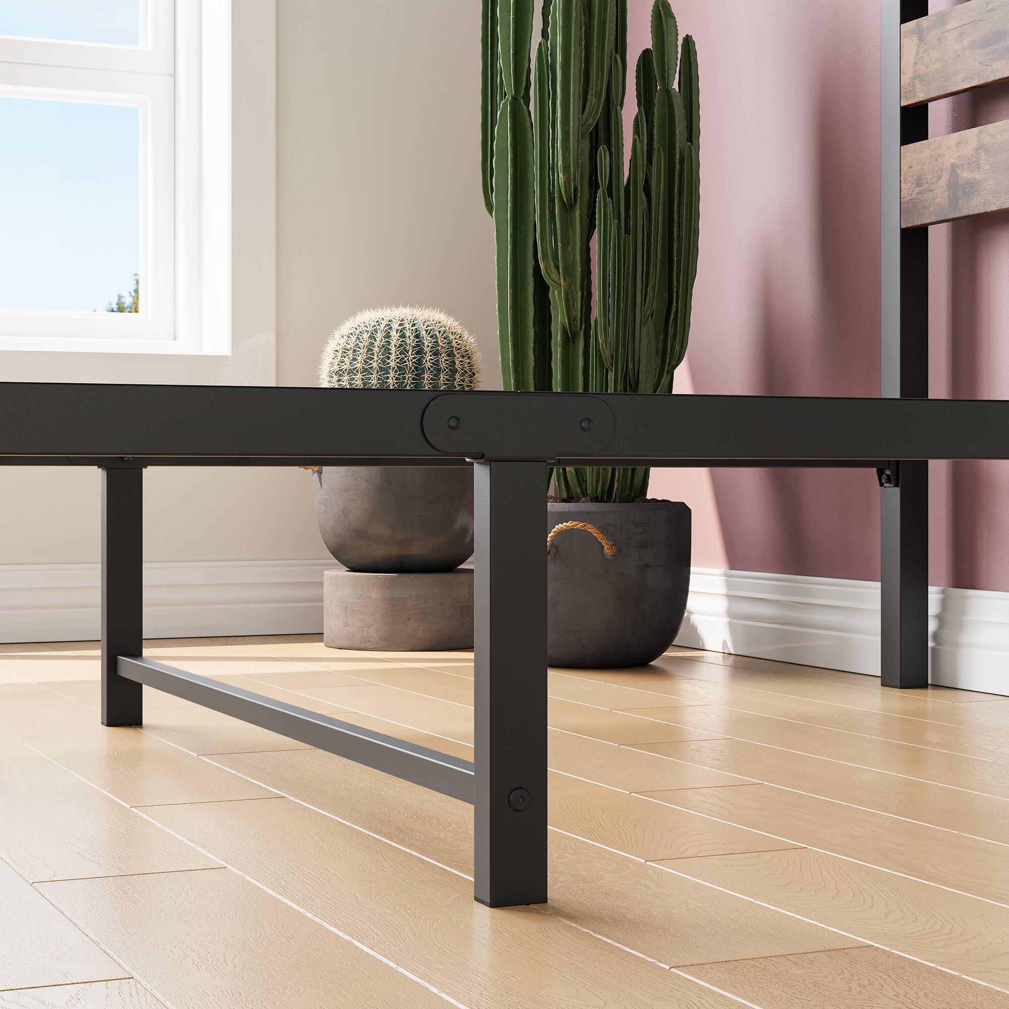 Alt View 8. Ecooso - Twin Size Platform Bed Frame with Wood Headboard, Metal Slats Support Mattress Foundation, No Box Spring Needed - Black.