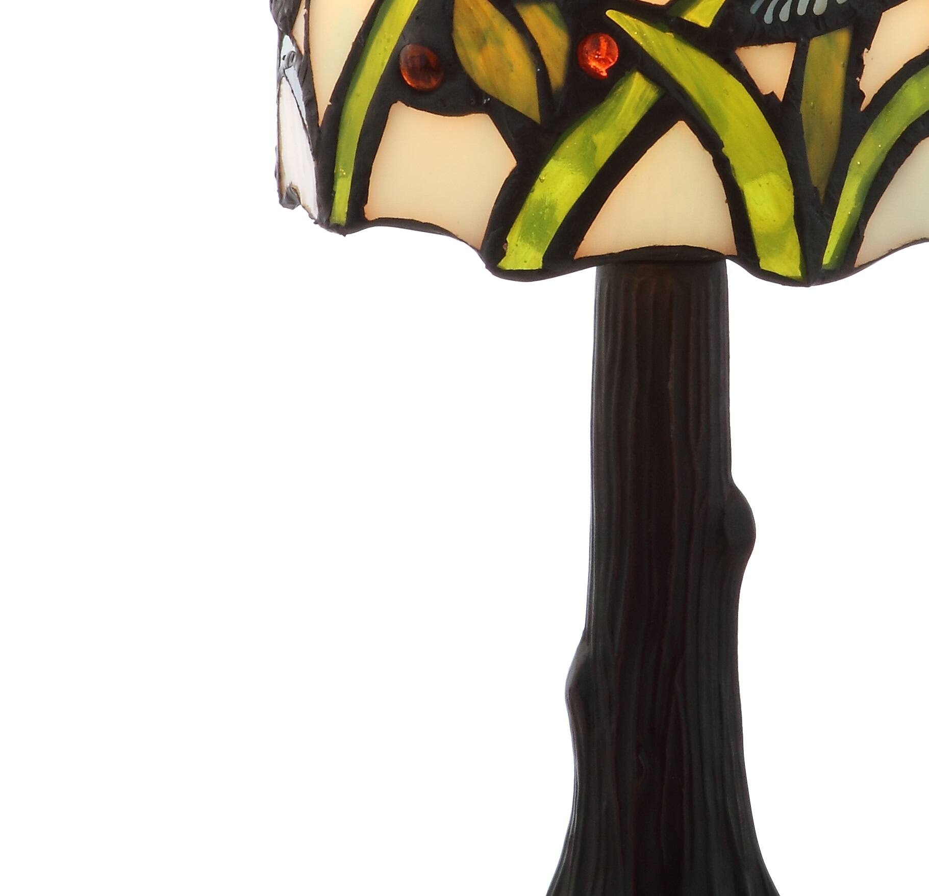 Alt View 6. Jonathan Y - Hummingbird Tiffany-Style 12" LED Table Lamp, Bronze - Bronze.