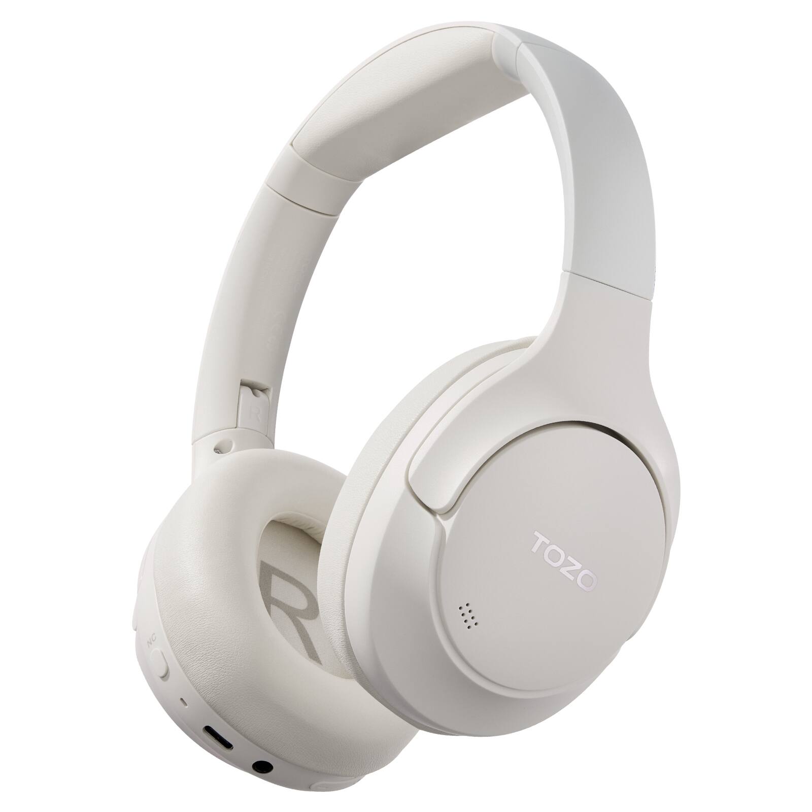 Alt View 5. TOZO - Wire/Wireless Noise Cancel Bluetooth Headphones - ANC & ENC, 60H, Hi-Res, Transparency Mode, APP 32EQ, Comfort Earcup - White.