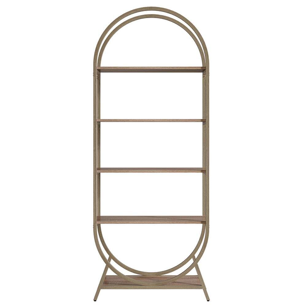 Left. Kadyn - Kadyn Bookshelf, Storage Shelf, Bookcase,5-Tier Bookshelf, 70.8" Open Bookcase Arched Display Rack,Oak - Oak.