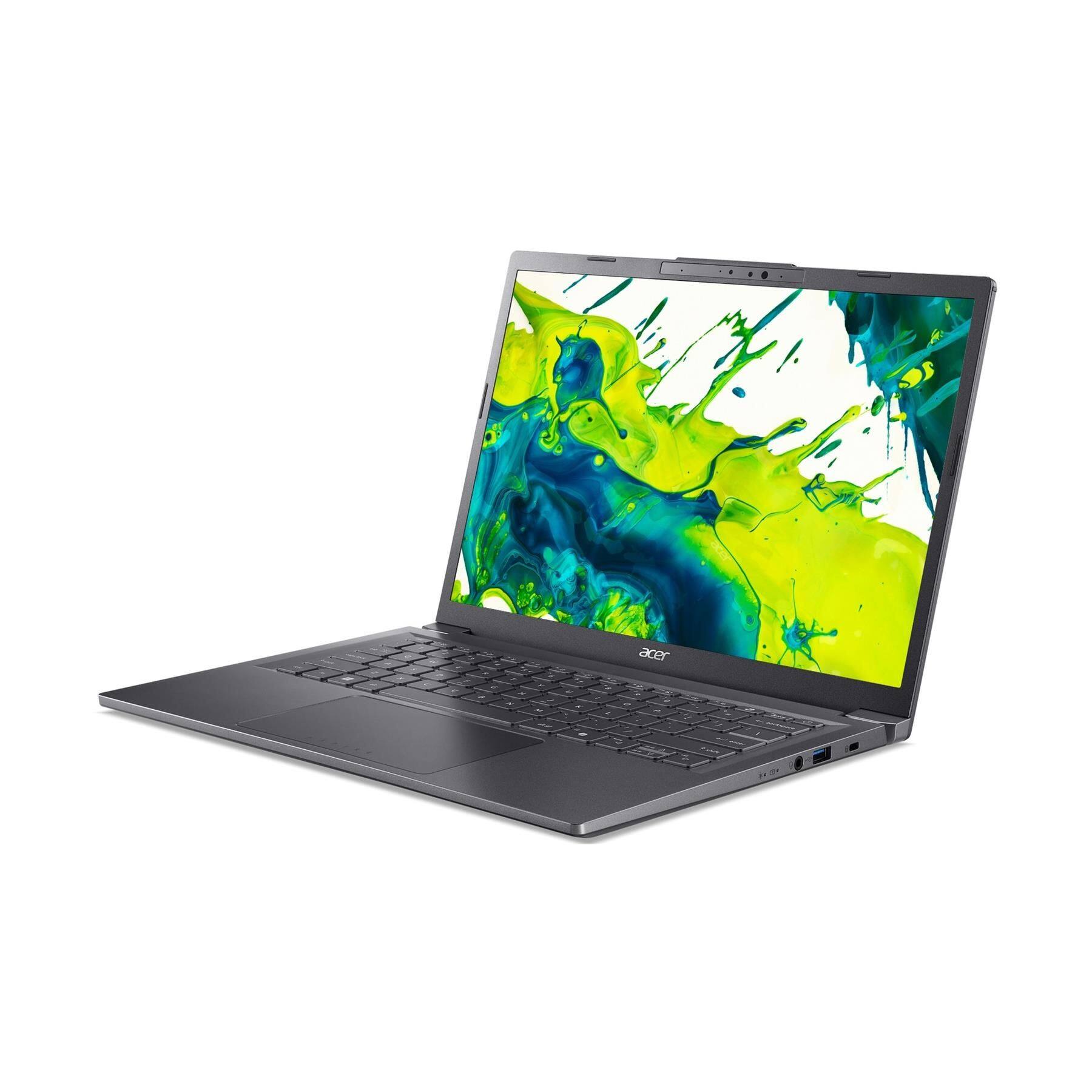 Left. Acer - Acer Aspire 14 +AI Laptop Intel Core Ultra 5 226V 2.1GHz 16GB RAM 1TB SSD FHD Touch - Gray.