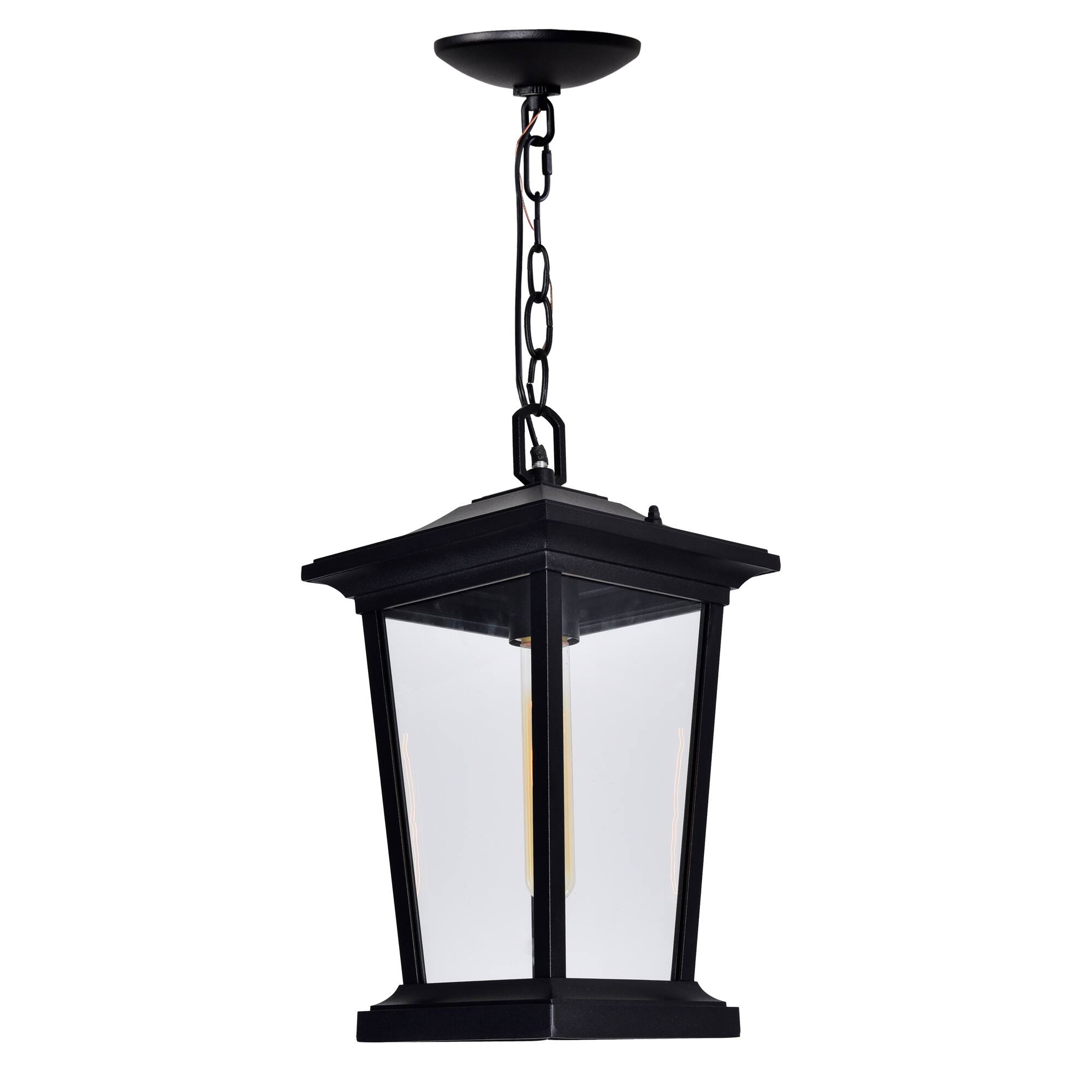 Angle. CWI Lighting - Leawood 1 Light Black Outdoor Hanging Light - Black.
