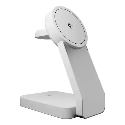Front. Cellhelmet - 15-Watt 3-in-1 Qi Charging Stand with 3-Ft Charging Cable - White.
