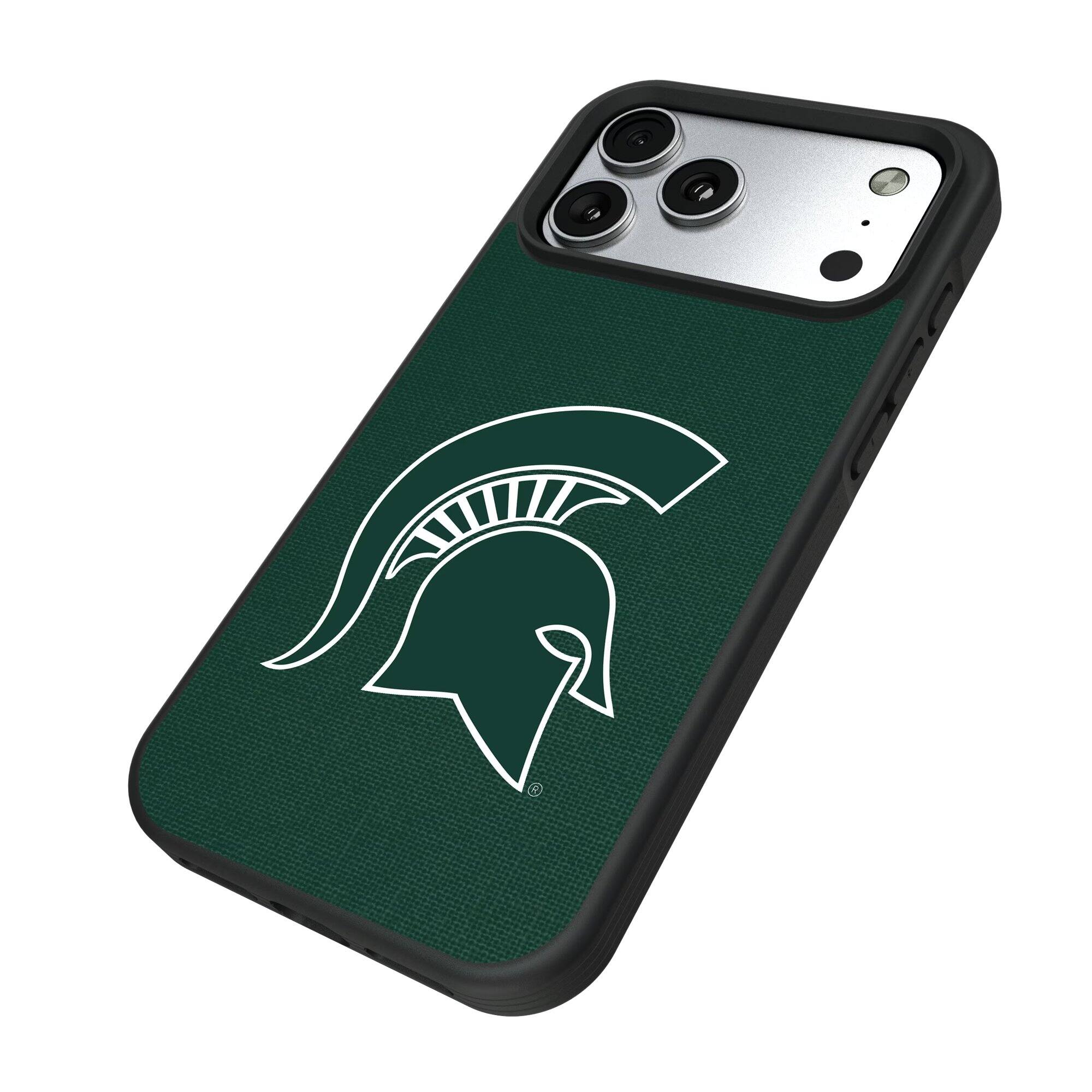 Alt View 1. Keyscaper - Michigan State Spartans Bump Case with 8.2ft Drop Protection - 15 Pro - Multicolor.