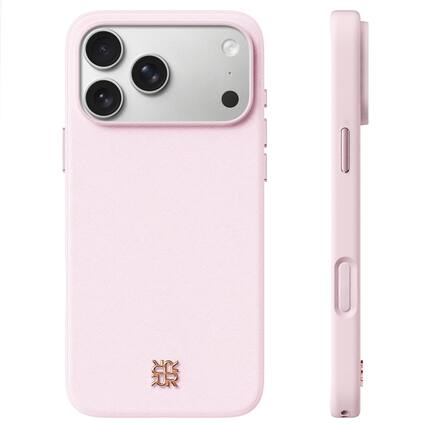 Front. Ornarto - ORNARTO MagVega for iPhone 18 Pro Case and for iPhone 17 Pro Case, Leather Phone Cover with MagSafe-Pink - Pink.