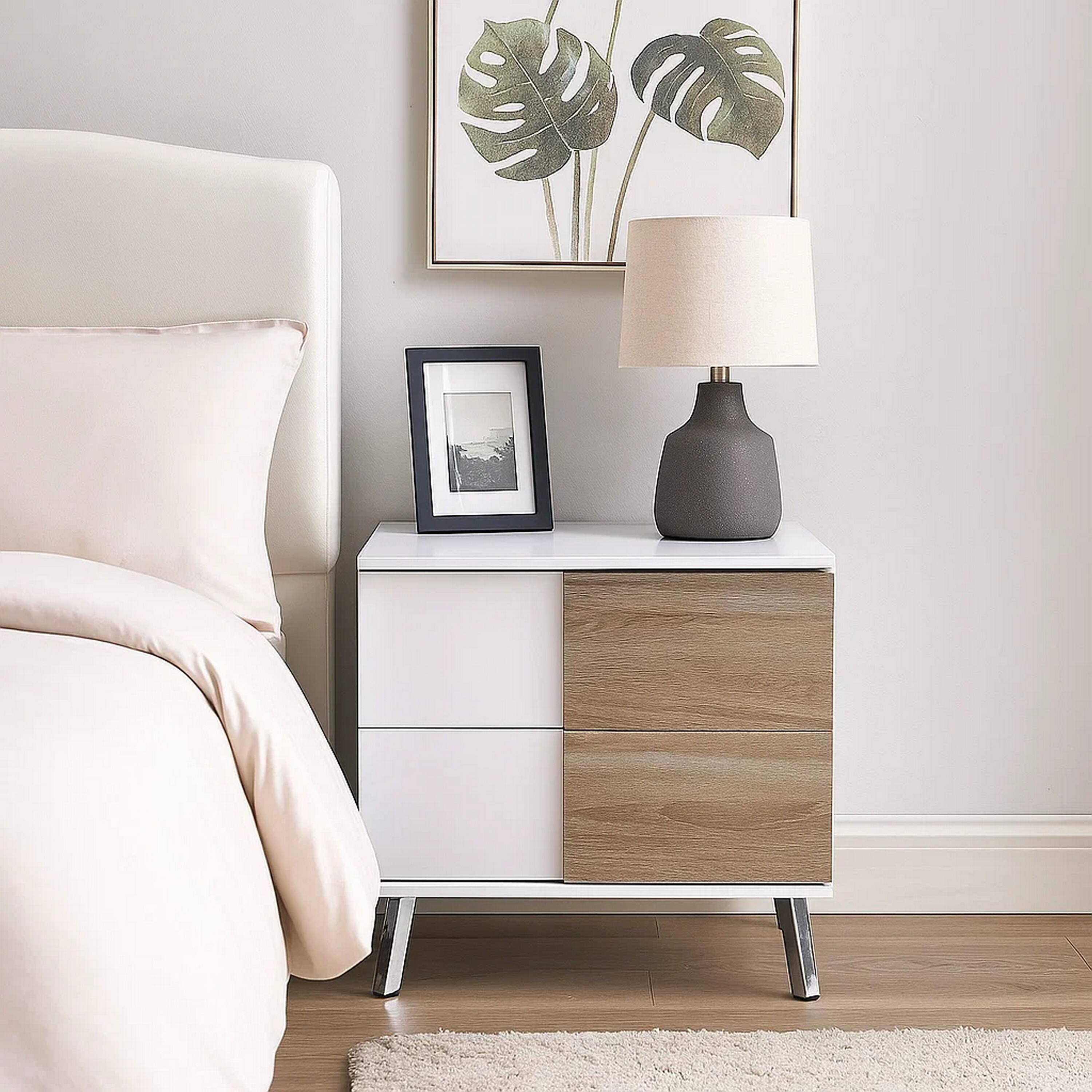 Alt View 5. Manhattan Lane - Transitional Wooden Dual Tone End Table with 2 Drawers - White.