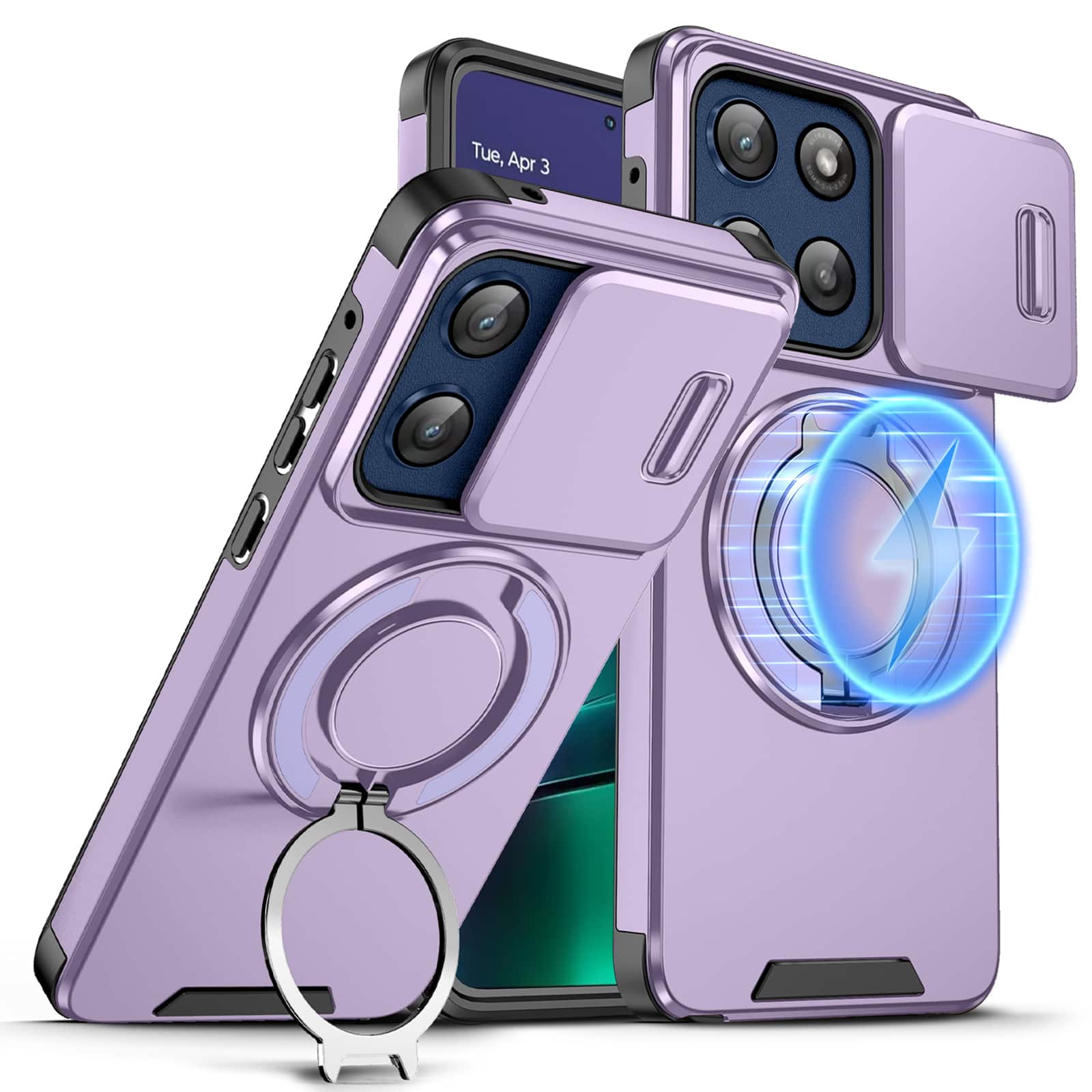 Dteck - for Motorola G Stylus 5G (2026/2025) Case with Camera Sliding Cover, Shockproof Magnetic Cover with Rotate Ring Stand - Purple price history on PriceWatchPro