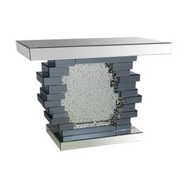 Manhattan Lane - Wood and Mirror Console Table with Studded Faux Crystals - Black and Clear