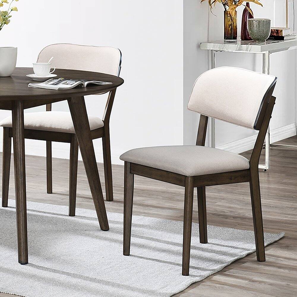 Alt View 4. New Classic Furniture - Rex Wood Upholstered Dining Chair (Set of 2), Walnut - Brown.