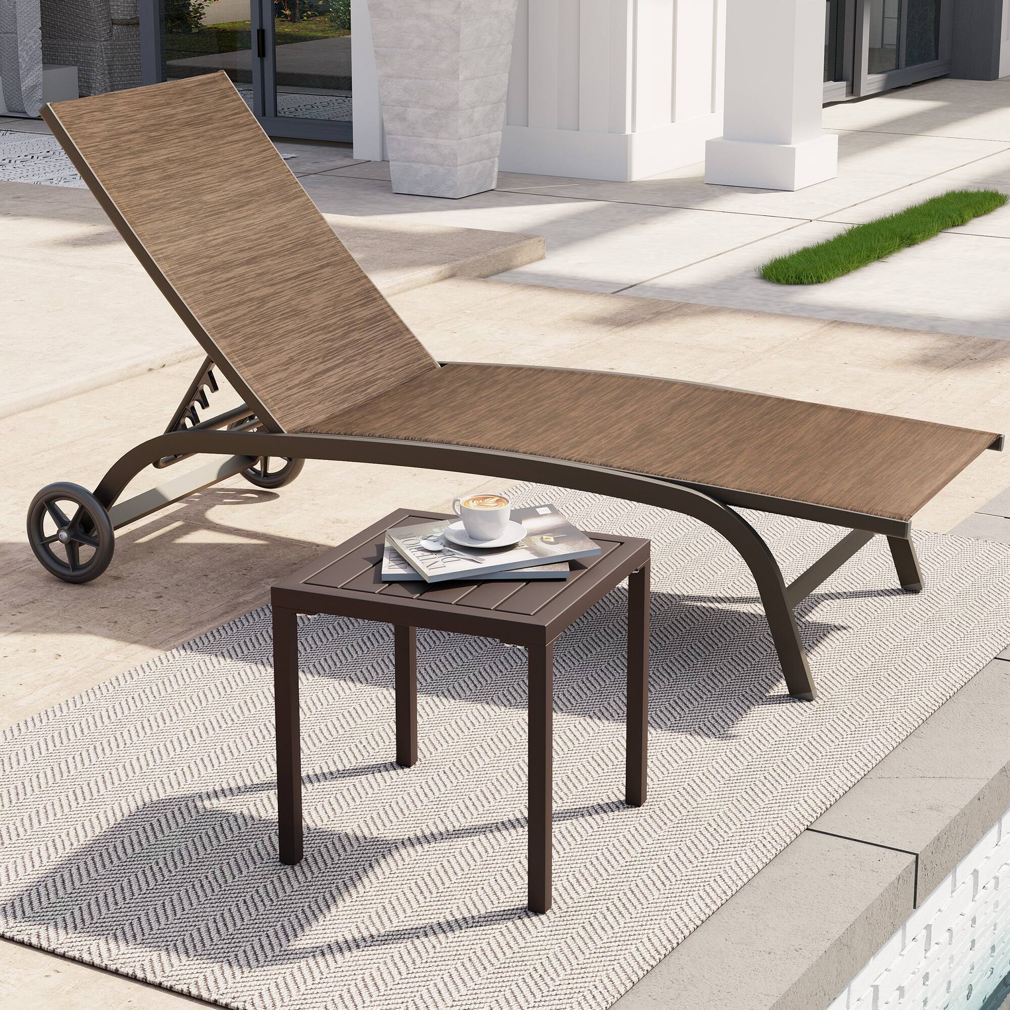 Alt View 5. Crestlive Products - Crestlive Products Aluminum Square Side Table Small Patio Coffee Bistro - Brown.