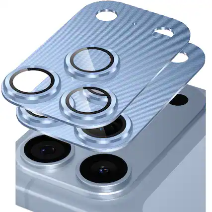 Front. Dteck - 2-Pack Camera Lens Protector for Apple iPhone 18 Pro, 9H Tempered Glass Aluminum Alloy Lens Film Anti-Scratch Cover - Blue.