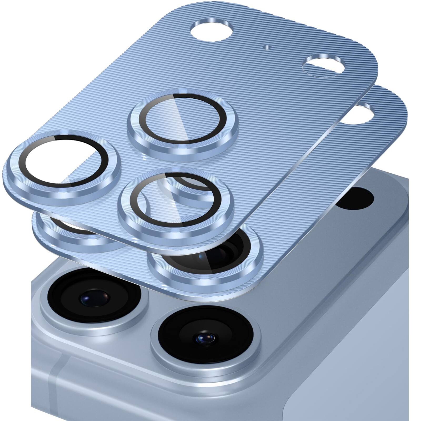 Front. Dteck - 2-Pack Camera Lens Protector for Apple iPhone 18 Pro, 9H Tempered Glass Aluminum Alloy Lens Film Anti-Scratch Cover - Blue.