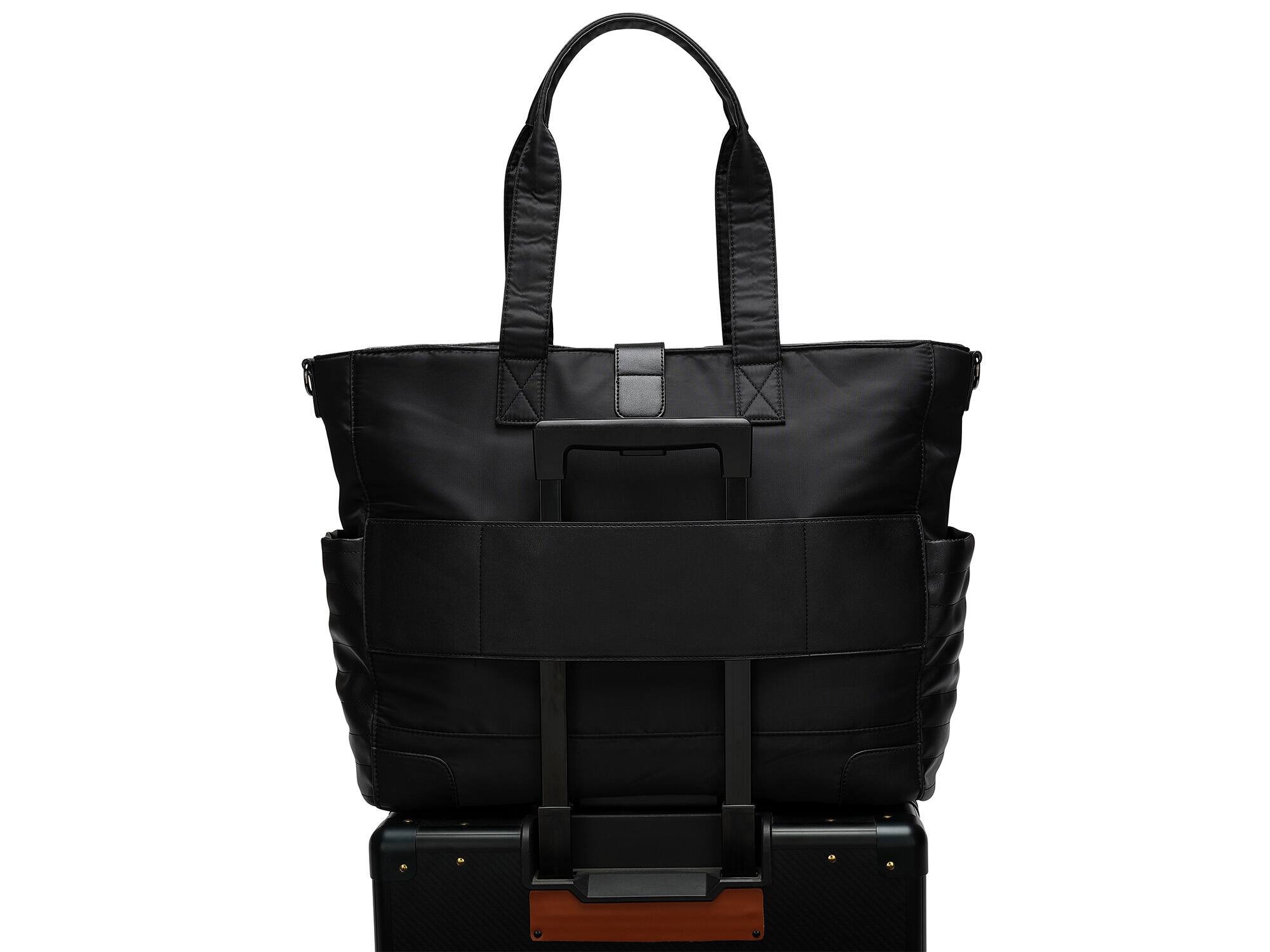 Angle. Elle - ELLE Voyage 25L Twill and Vegan Leather Weekender Duffel Bag | Black - Black.