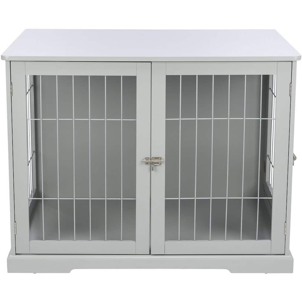 TRIXIE - Dog Crate, Wooden Indoor Kennel Furniture for Dogs Up to 66 lb - Gray