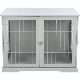 TRIXIE - Dog Crate, Wooden Indoor Kennel Furniture for Dogs Up to 66 lb - Gray