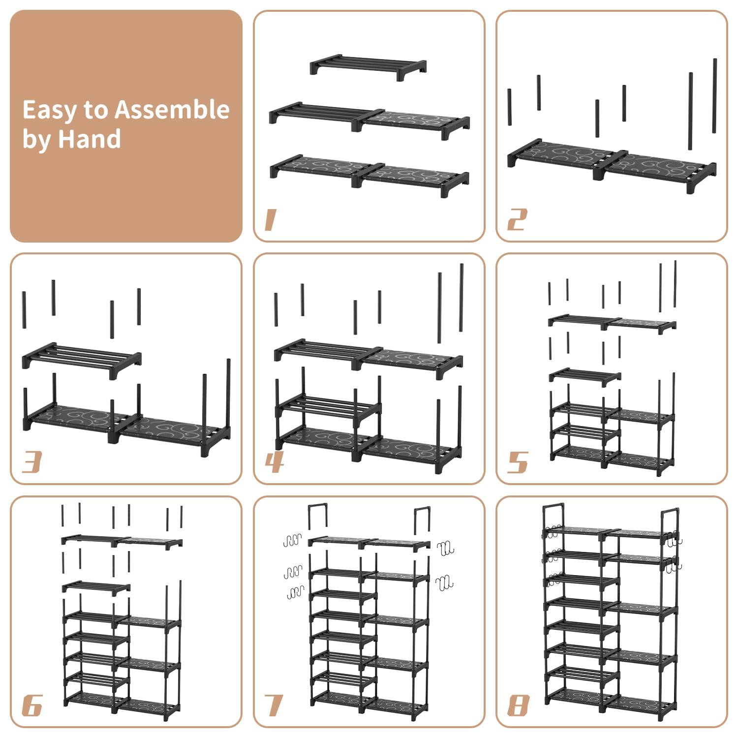 Easy to Assemble by Hand

1. [Image of step 1]
2. [Image of step 2]
3. [Image of step 3]
4. [Image of step 4]
5. [Image of step 5]
6. [Image of step 6]
7. [Image of step 7]
8. [Image of step 8]