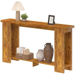 Homcom - Console Table, 63" Narrow Entryway Table with Thickened Tabletop for Living Room, Hallway - Distressed Brown