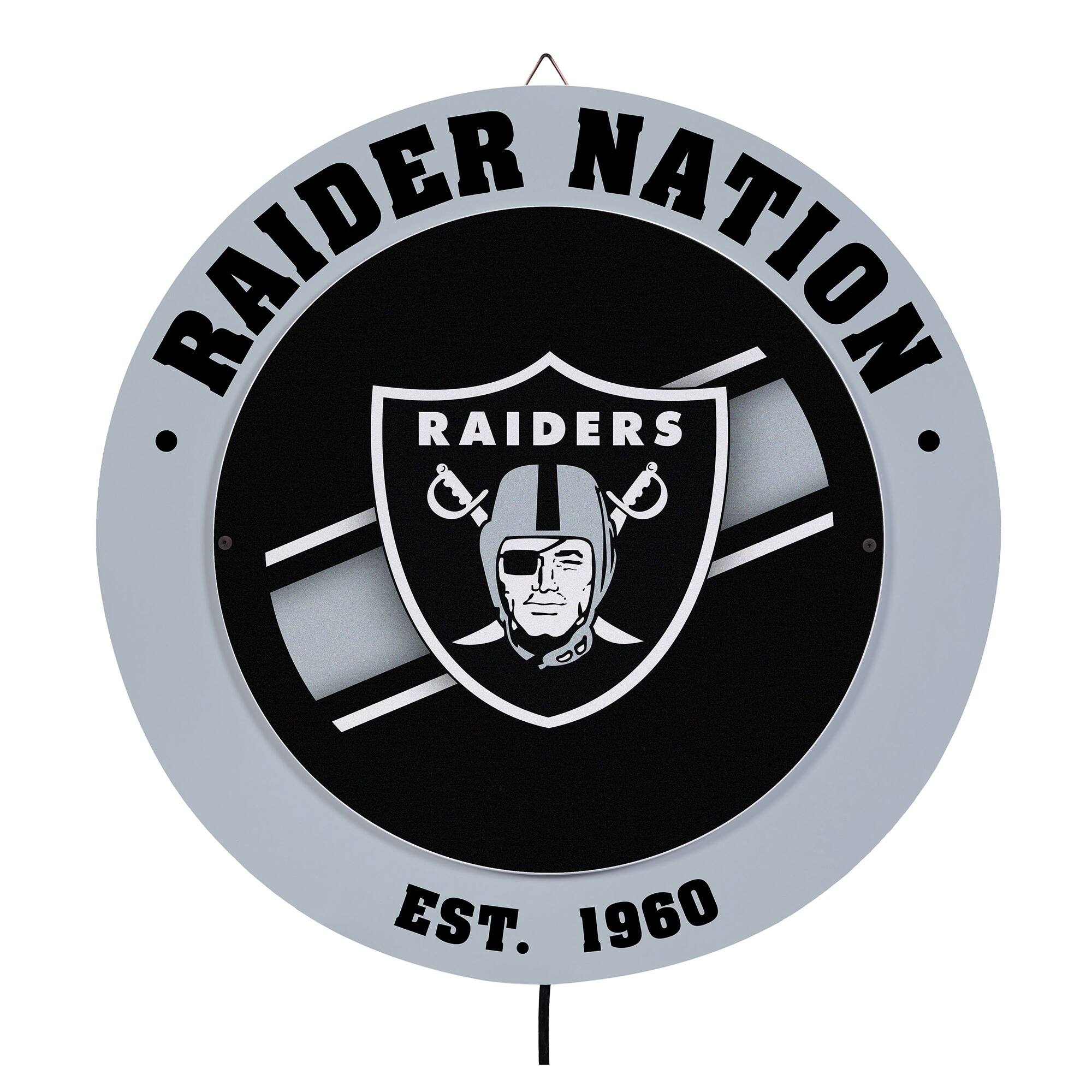 Las Vegas Raiders 15" LED Round Metal Lit Wall Sign