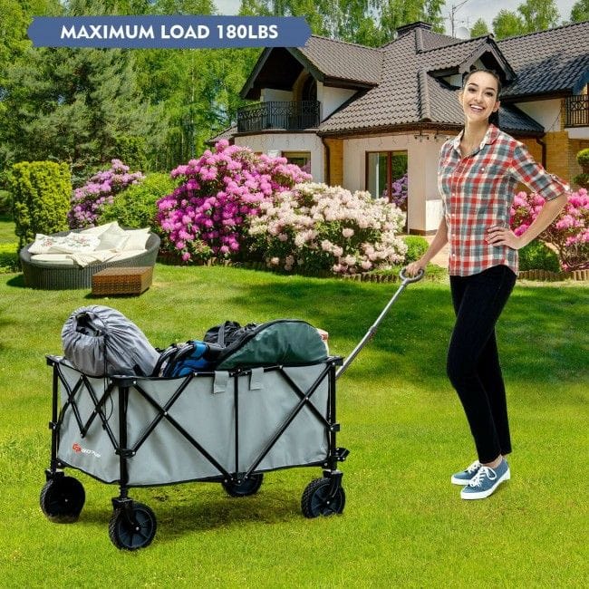 Loheer - Folding Wagon Collapsible Utility Cart Heavy Duty Outdoor Cart Deep Storage Adjustable Handle price history on PriceWatchPro