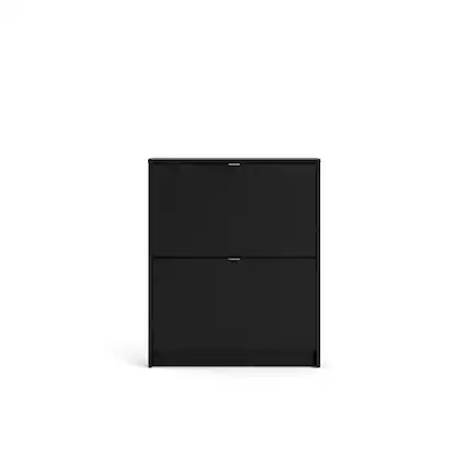 Front. Tvilum - Bright 2 Drawer Shoe Cabinet Matte - Black.