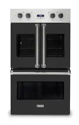Viking - 30" 7 Series French Door Double Built-In Electric Thermal Convection Oven - Cast Black
