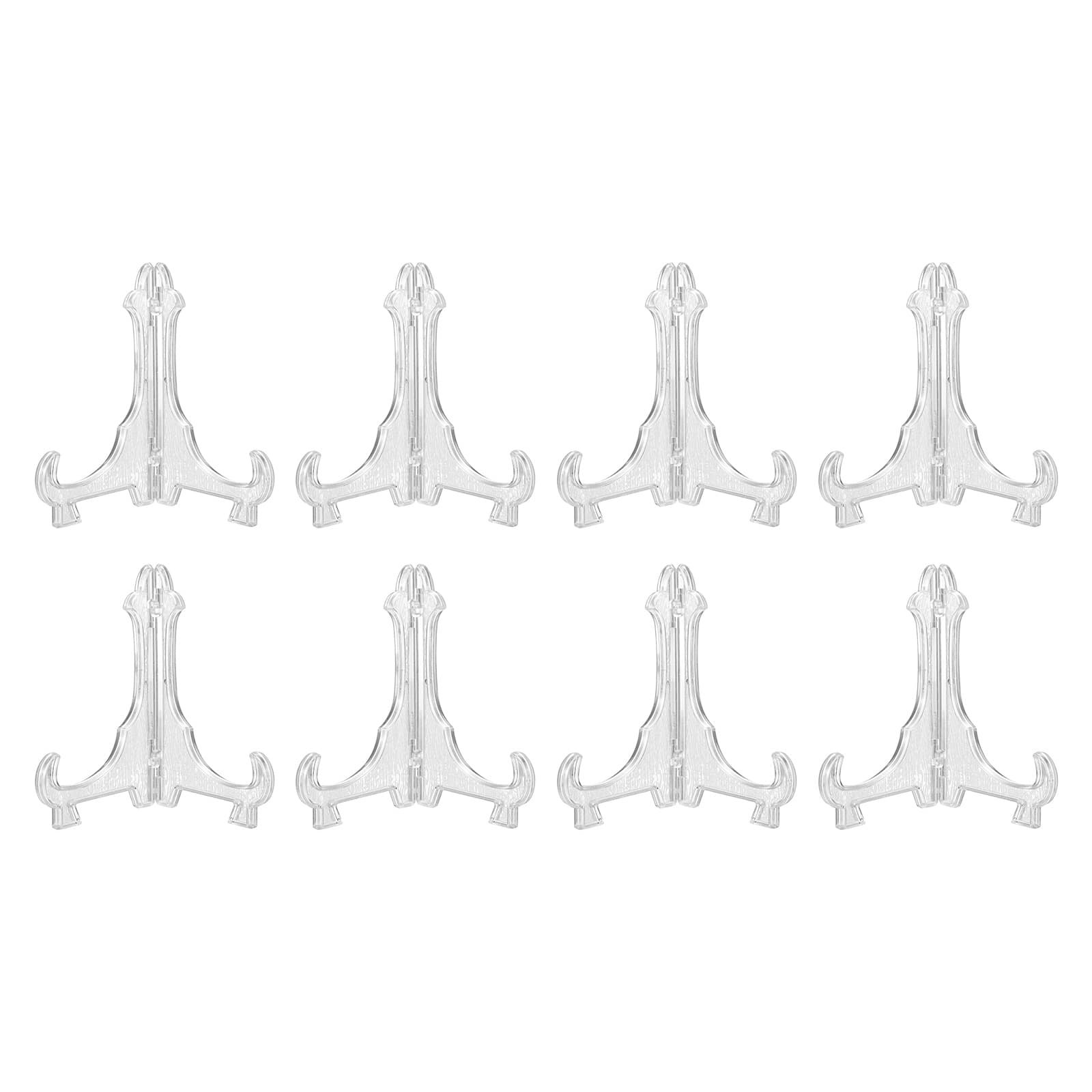Unique Bargains - 8pcs Acrylic Easels Plate Stands 3.94 Inch Folding Display Holder for Frames Pictures Magazines - Clear