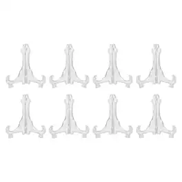 Unique Bargains - 8pcs Acrylic Easels Plate Stands 3.94 Inch Folding Display Holder for Frames Pictures Magazines - Clear